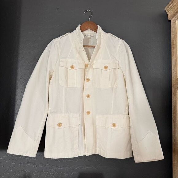 NEW Alex Mill White Natural Officer's Chore Jacket Utility Pockets L - Picture 6 of 12